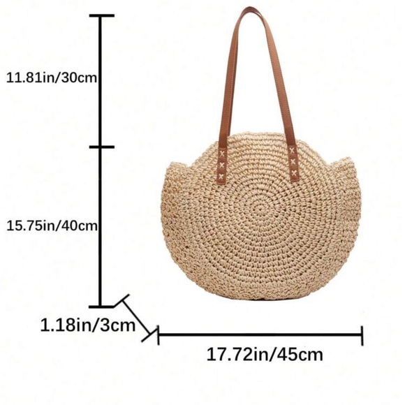 Beige woven grass bag - Picture 3 of 3